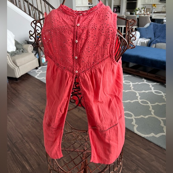 Abercrombie and Fitch Peach/Red Open Back Sleeveless Summer Crochet Top Size XS - Picture 9 of 12